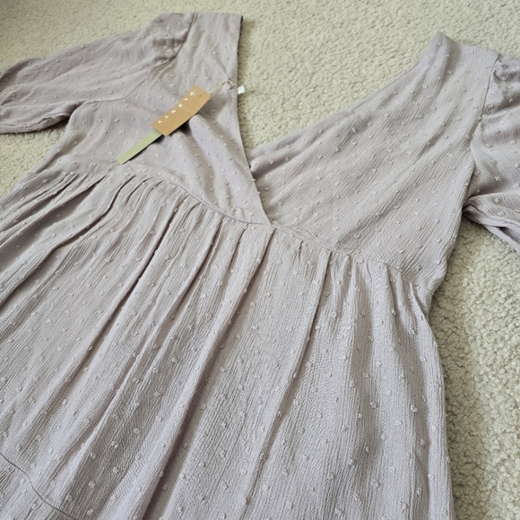 NWT $115 Monk & Lou Swiss Dot Tiered Dress Size L Blush Pink Maeve - Picture 11 of 11